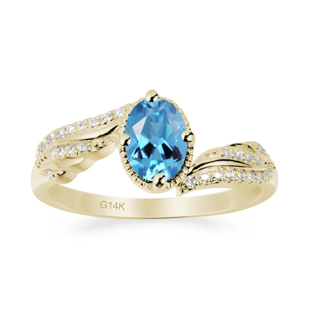 Bypass Band Oval Swiss Blue Topaz Ring - Image 4