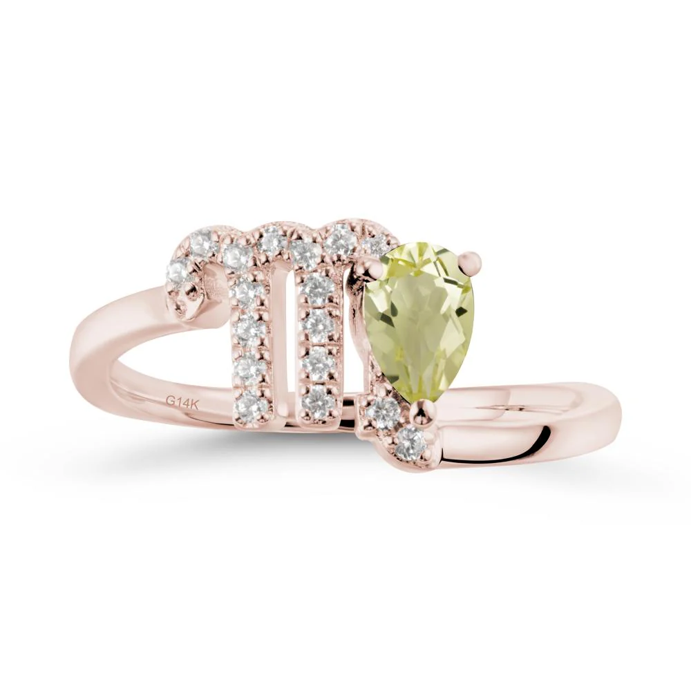 Bypass Lemon Quartz Ring In 14K Rose Gold - Image 2