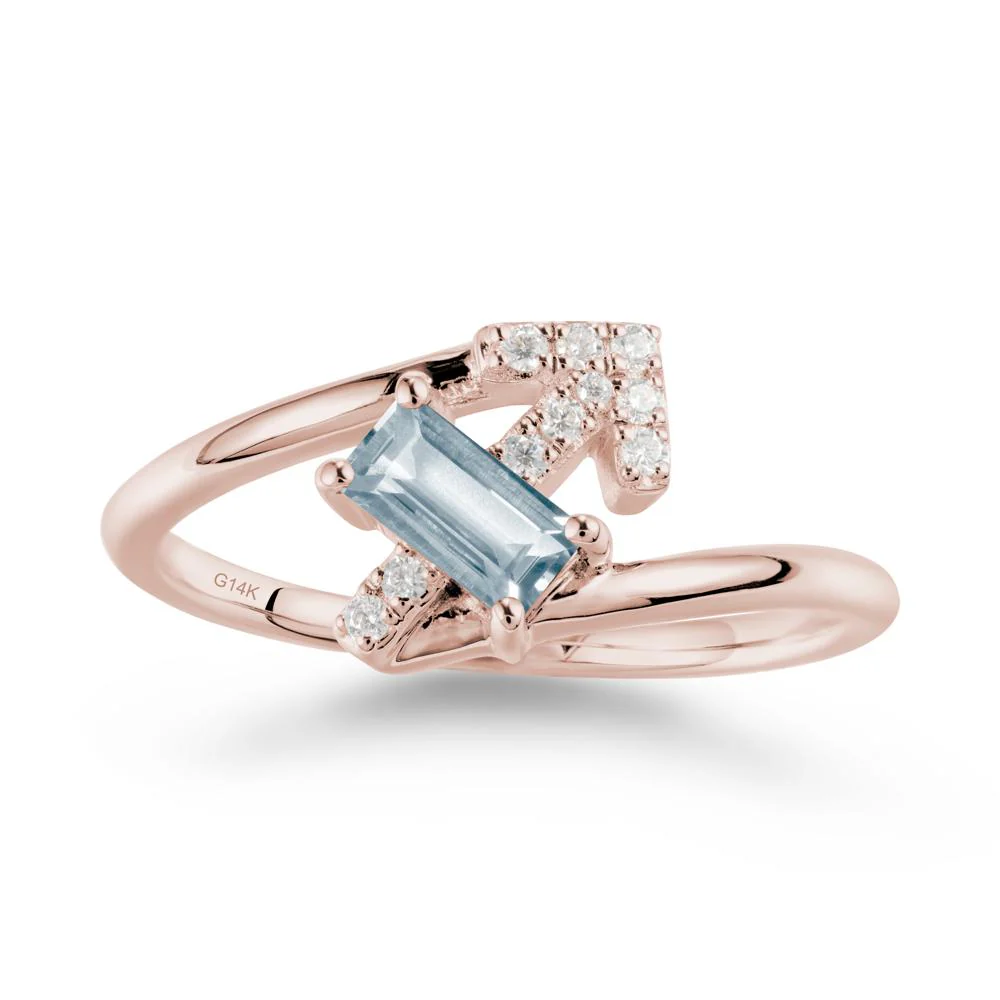 Bypass Sagittarius Zodiac Aquamarine Ring-Adventurous & Humor