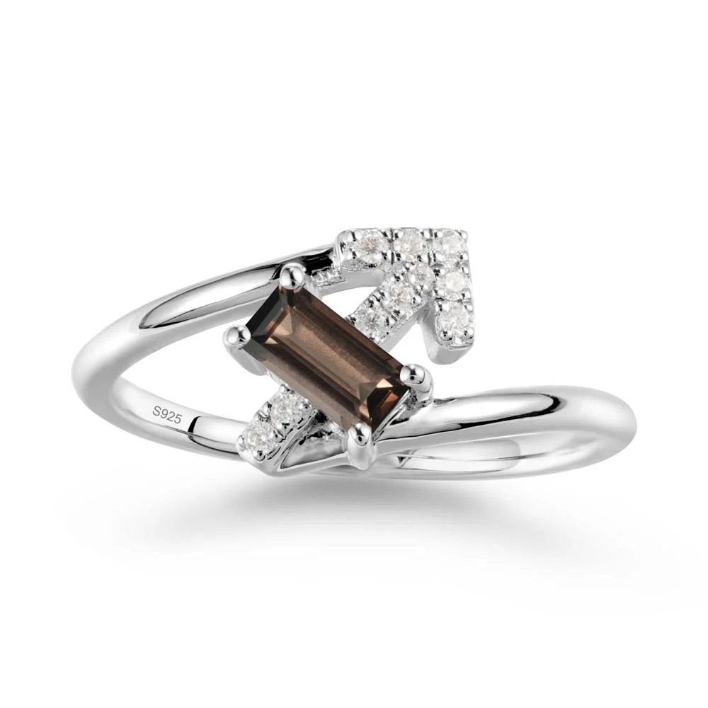Bypass Sagittarius Zodiac Smoky Quartz Ring-Adventurous & Humor