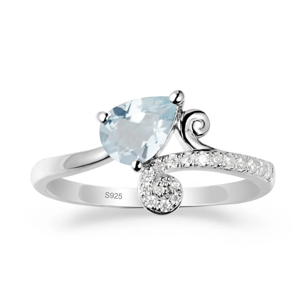 Bypass Teardrop Aquamarine Ring - Image 9