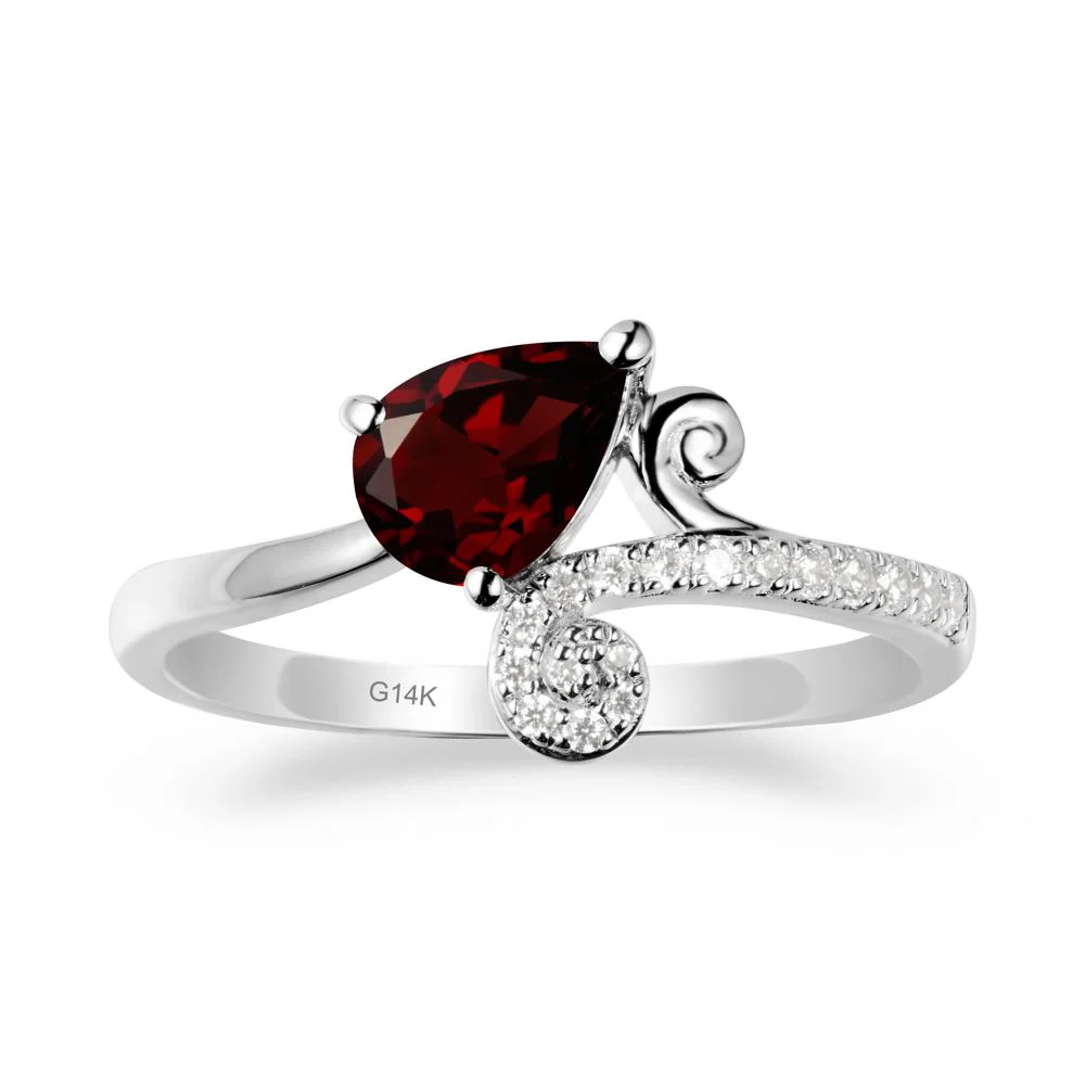 Bypass Teardrop Garnet Ring - Image 3