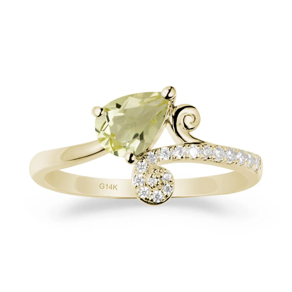 Bypass Teardrop Lemon Quartz Ring