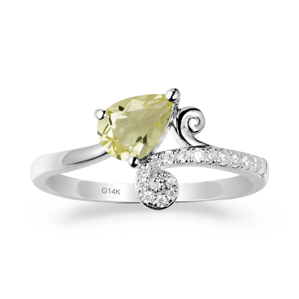 Bypass Teardrop Lemon Quartz Ring - Image 3