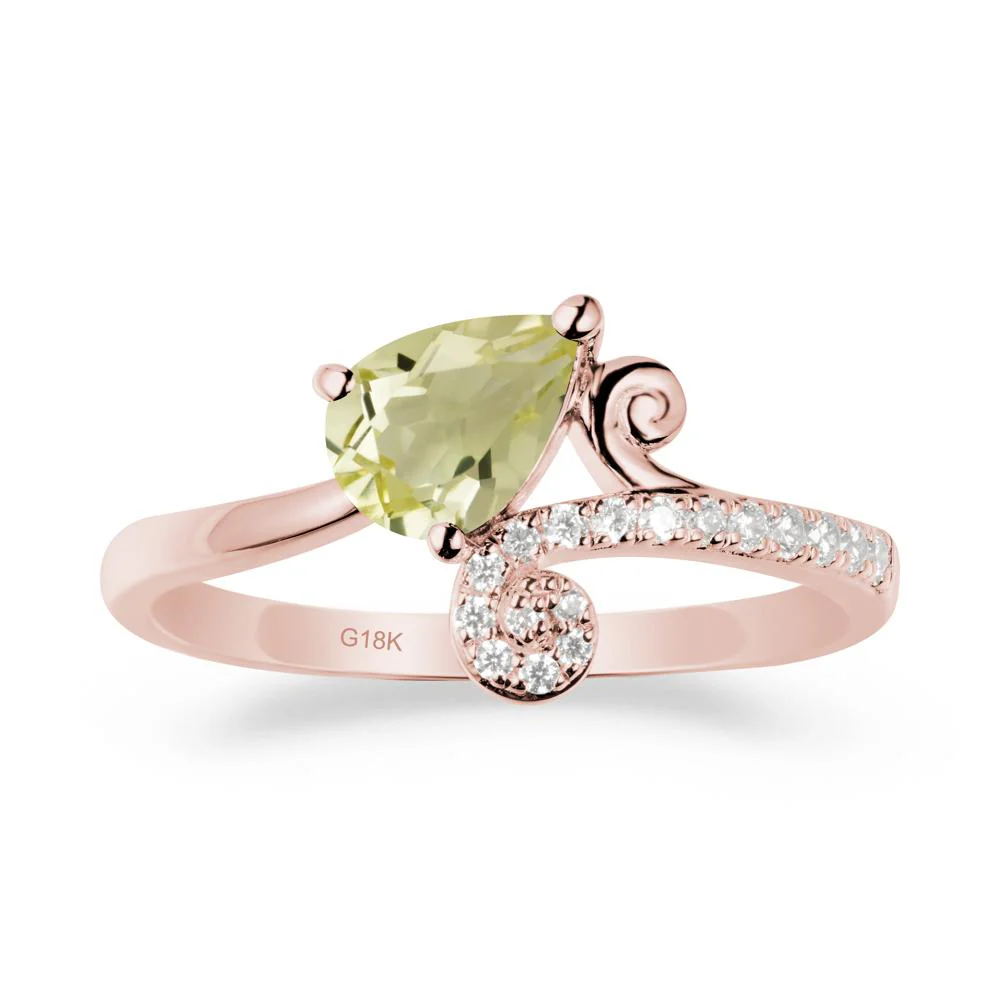 Bypass Teardrop Lemon Quartz Ring - Image 4