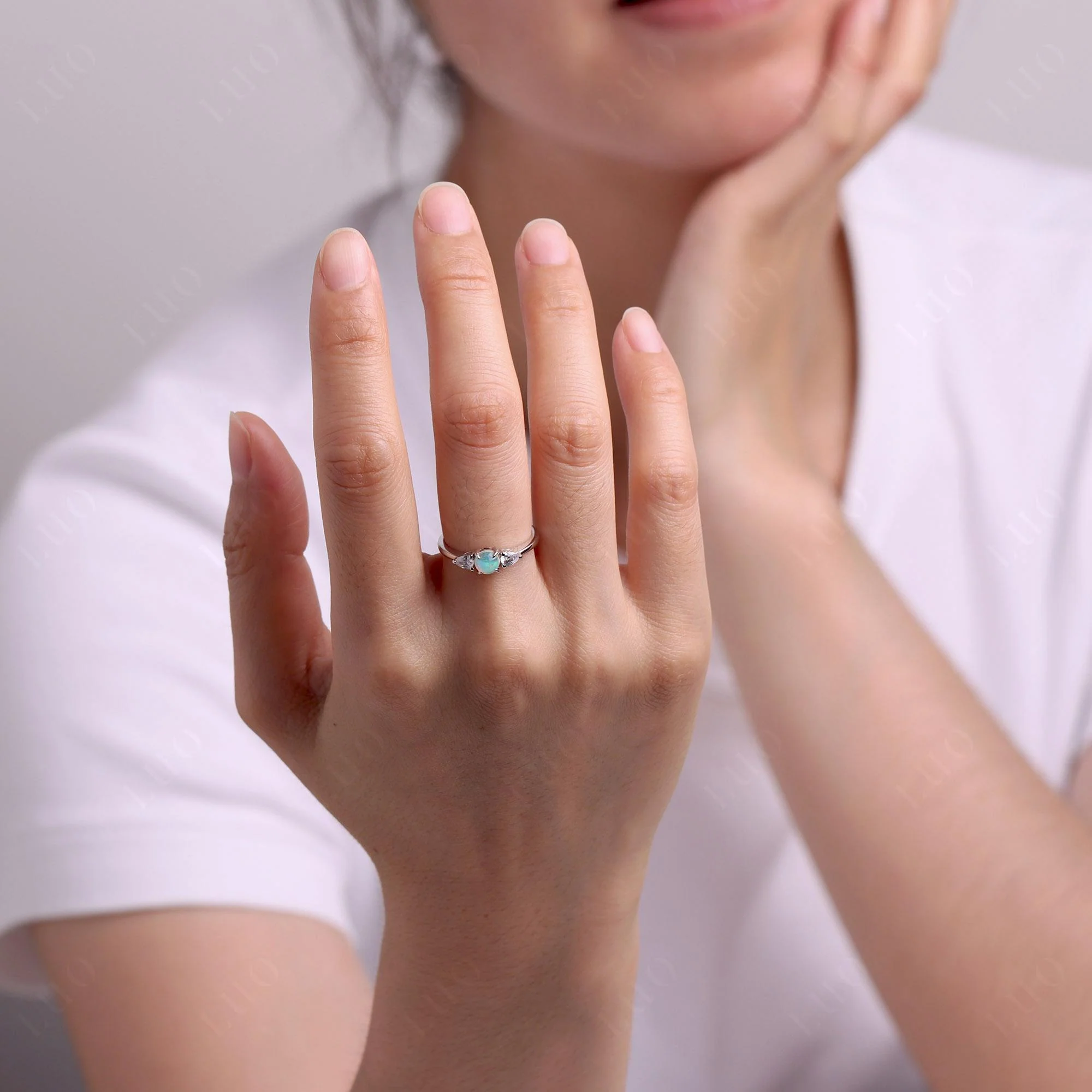Cabochon Opal Engagement Ring - Image 15