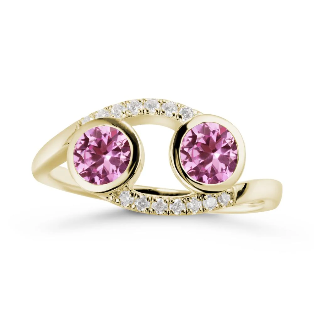 Cancer Zodiac Bypass Pink Sapphire Ring -Protective & Elegant