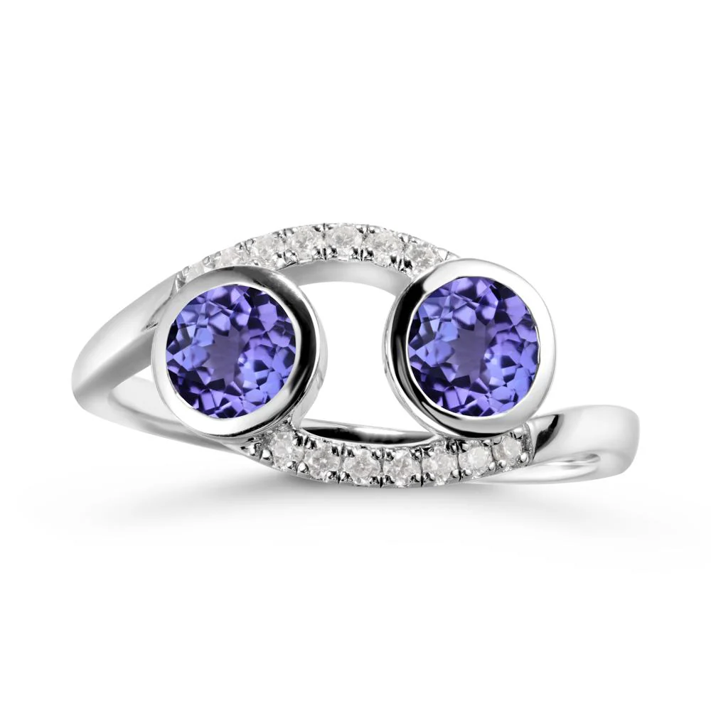 Cancer Zodiac Bypass Tanzanite Ring -Protective & Elegant