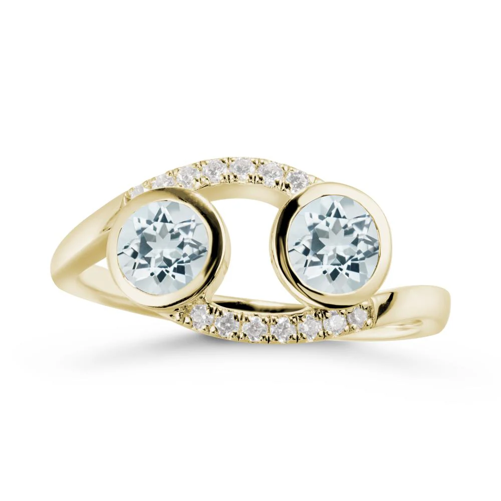 Cancer Zodiac Toi Et Moi Aquamarine Ring - Image 4