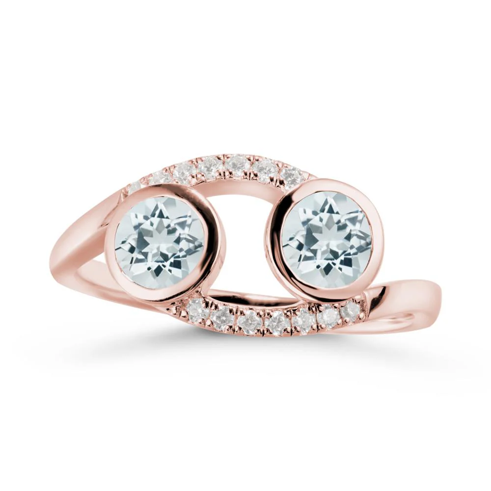 Cancer Zodiac Toi Et Moi Aquamarine Ring - Image 5