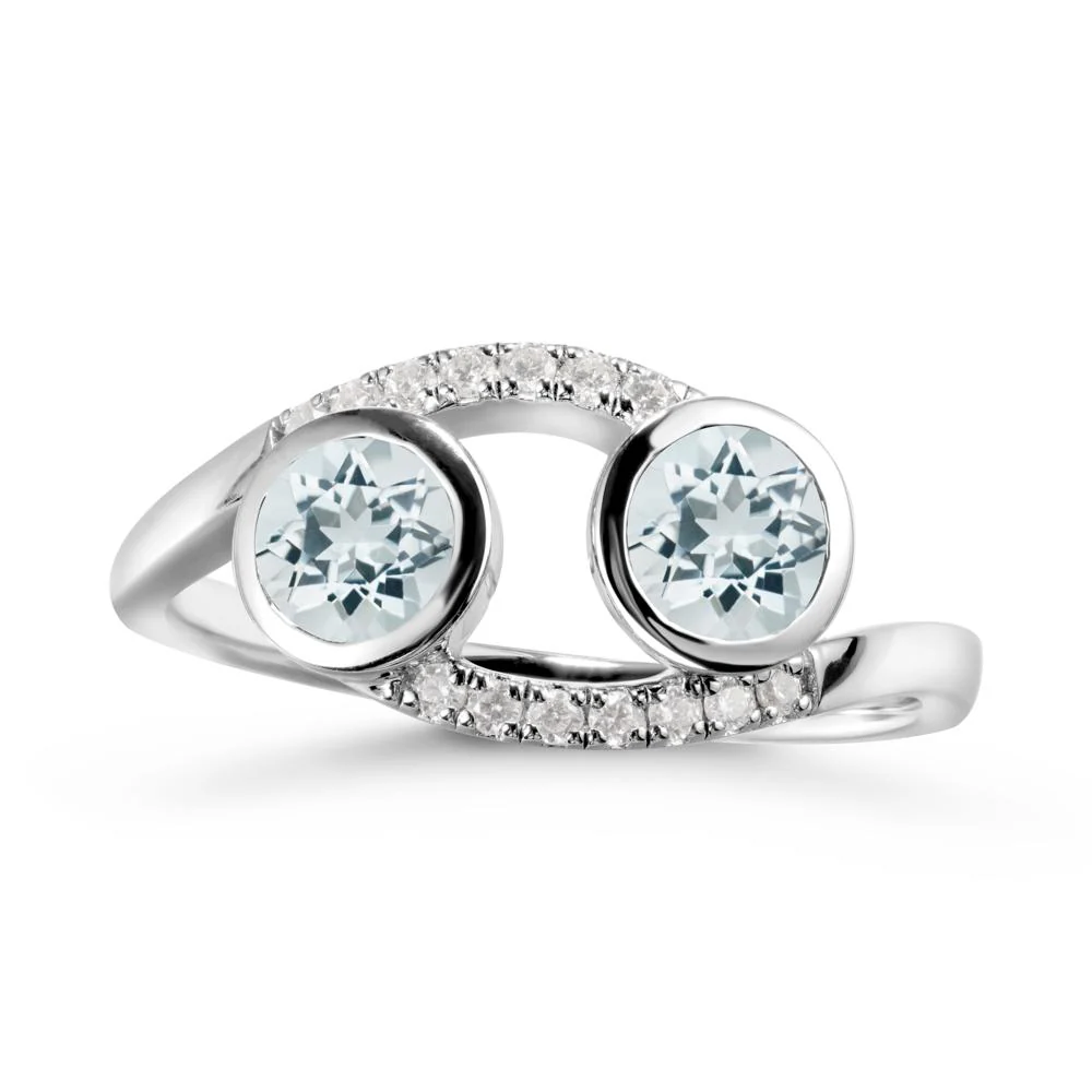 Cancer Zodiac Toi Et Moi Aquamarine Ring - Image 6