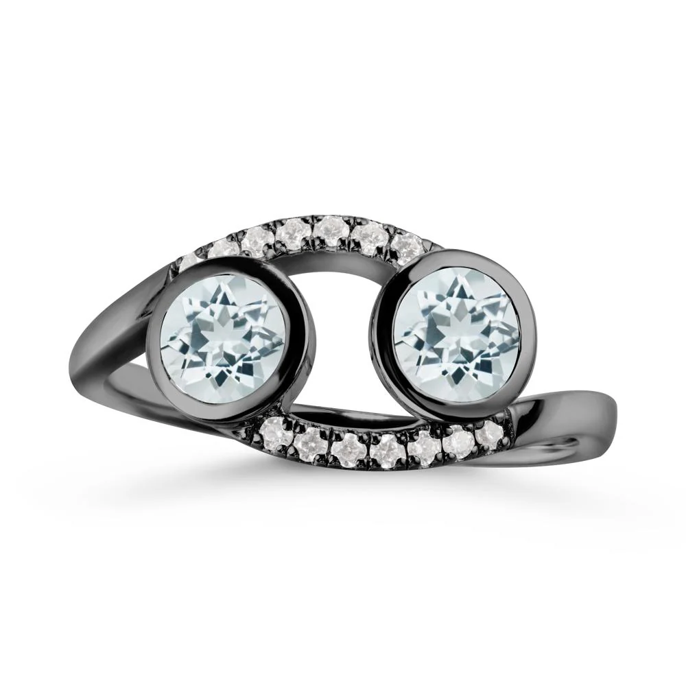 Cancer Zodiac Toi Et Moi Aquamarine Ring - Image 8