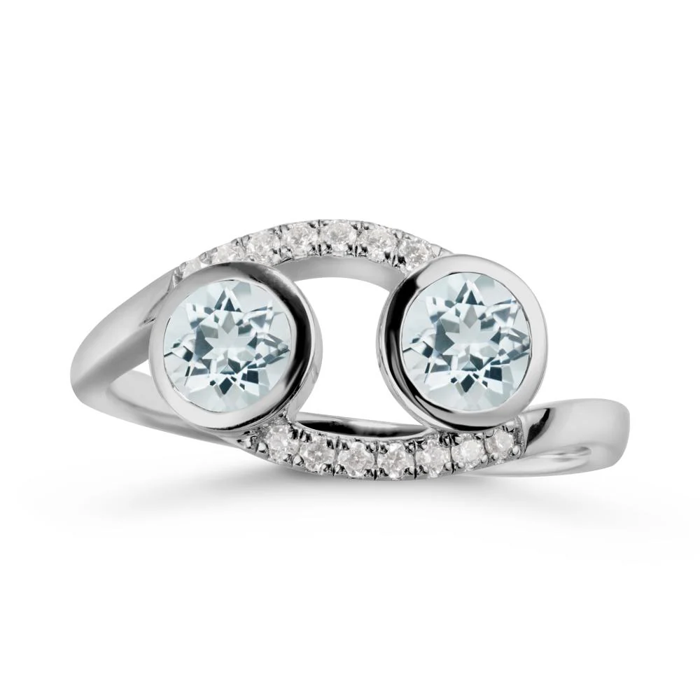 Cancer Zodiac Toi Et Moi Aquamarine Ring - Image 9