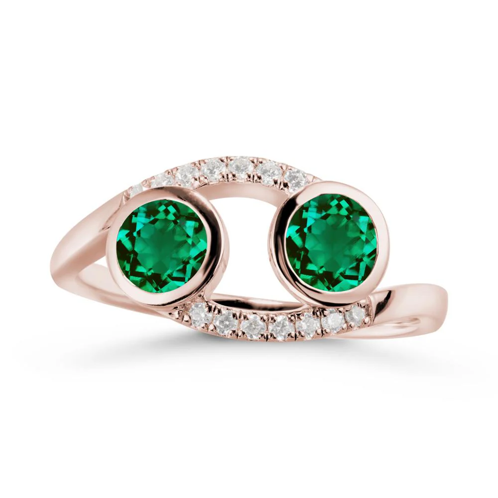 Cancer Zodiac Toi Et Moi Emerald Ring - Image 2
