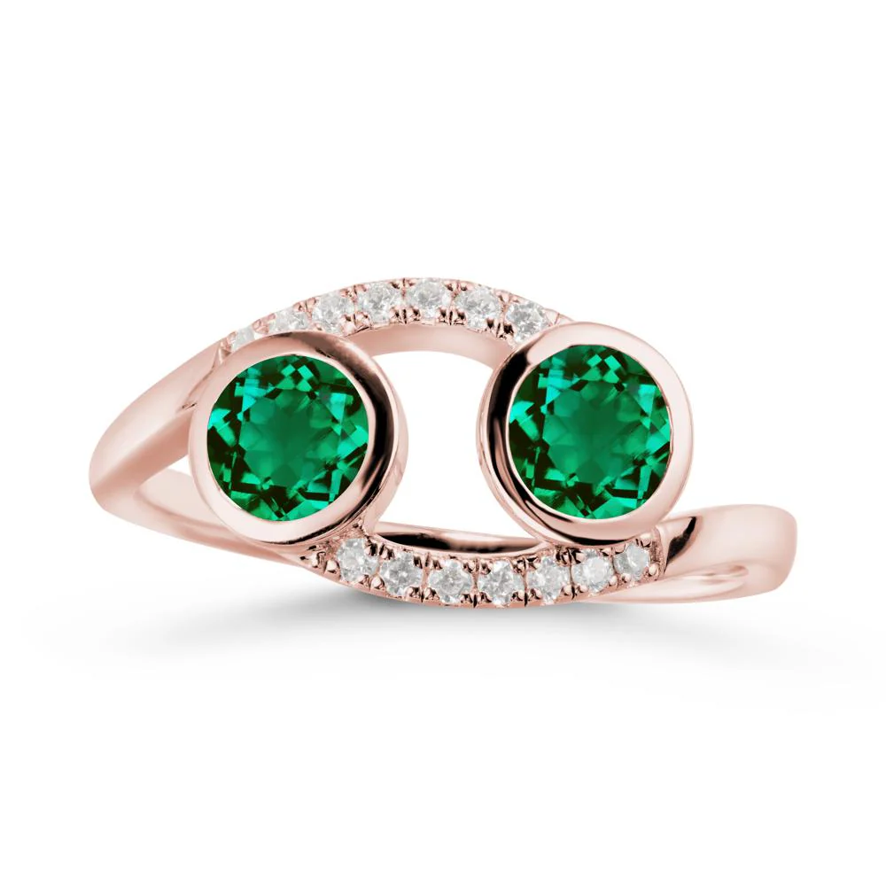 Cancer Zodiac Toi Et Moi Emerald Ring - Image 5