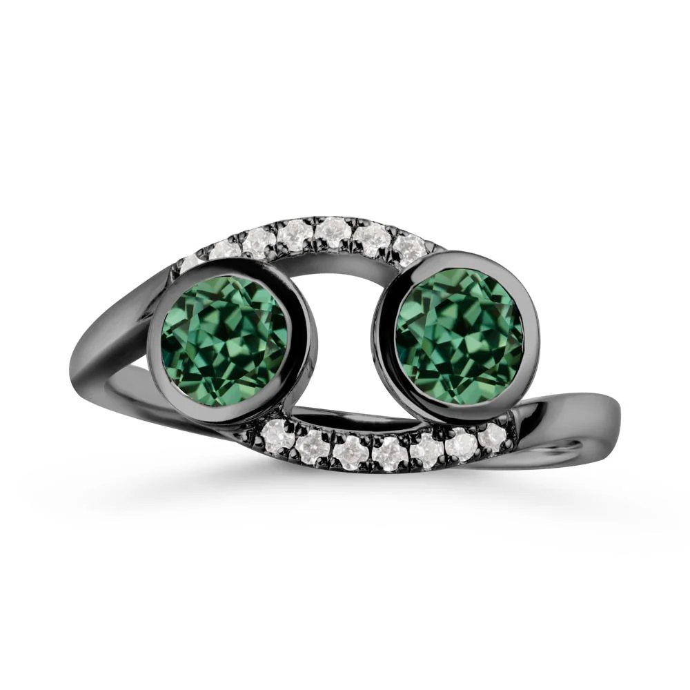 Cancer Zodiac Toi Et Moi Green Sapphire Ring