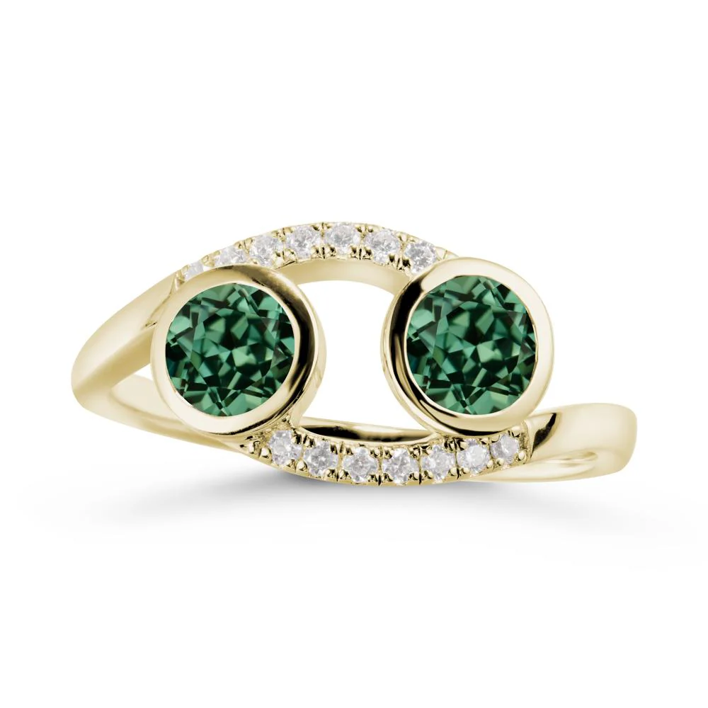 Cancer Zodiac Toi Et Moi Green Sapphire Ring - Image 4