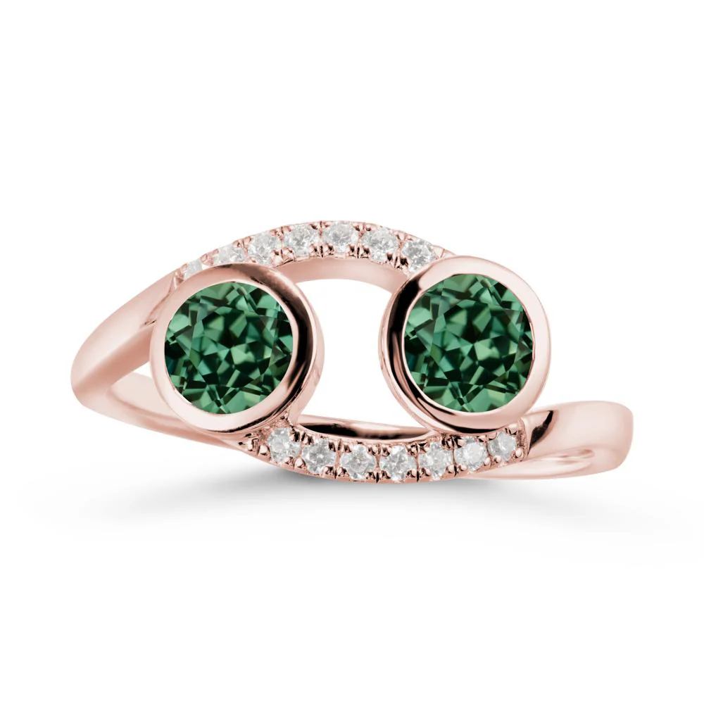 Cancer Zodiac Toi Et Moi Green Sapphire Ring - Image 5