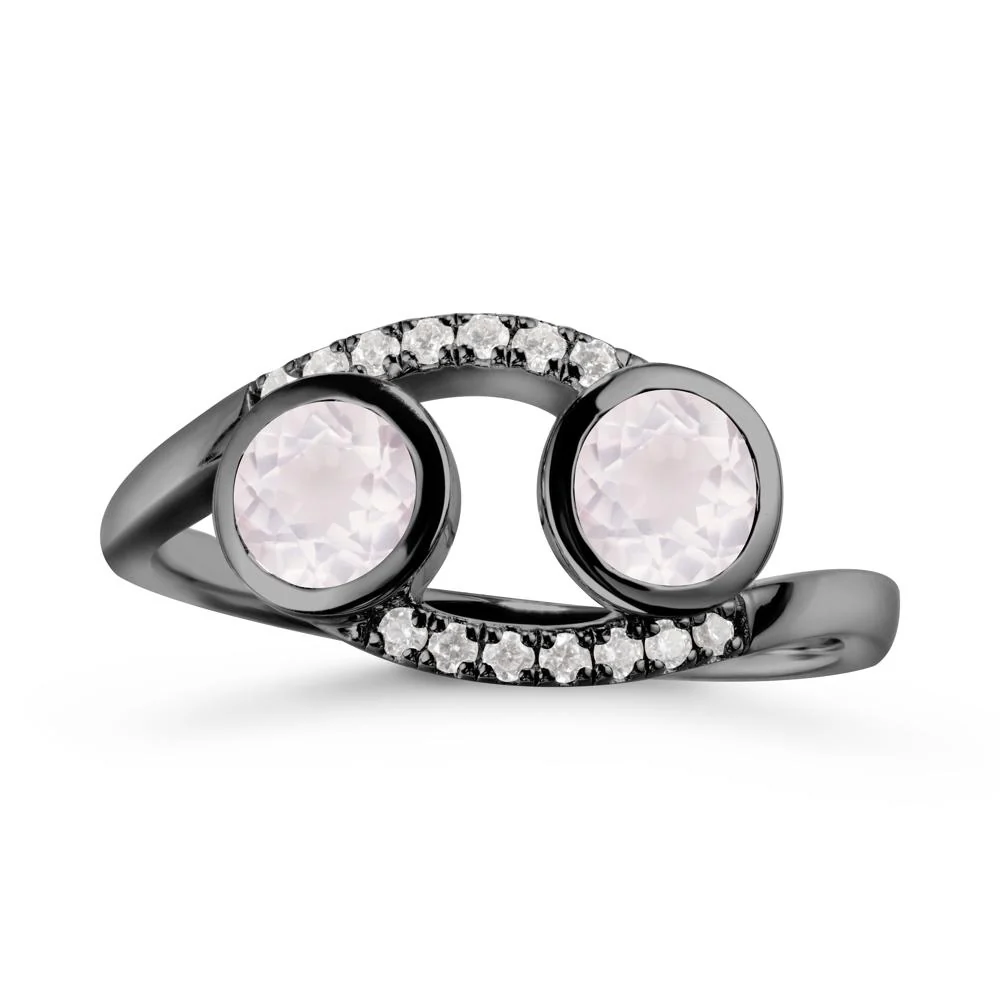 Cancer Zodiac Toi Et Moi Rose Quartz Ring - Image 7