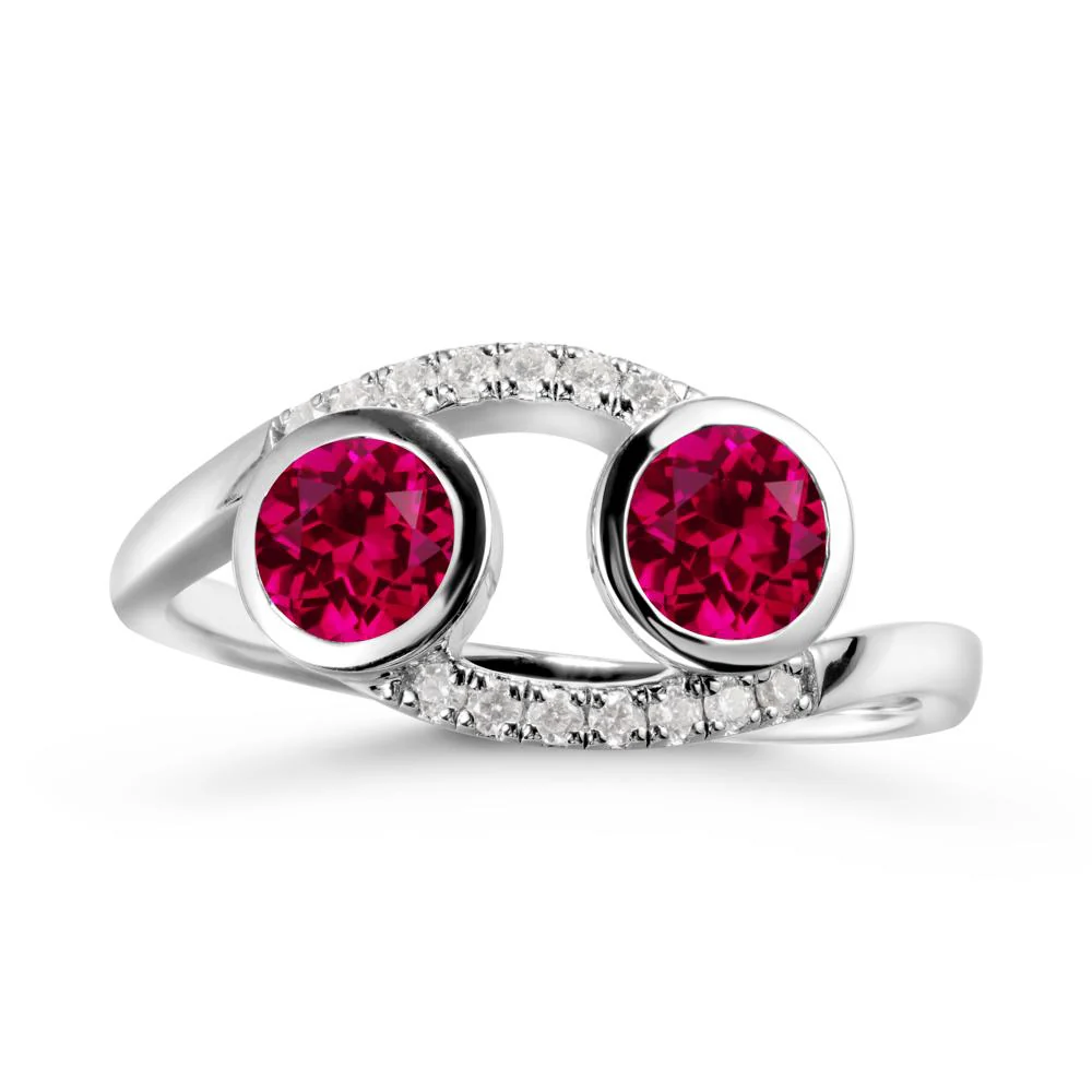 Cancer Zodiac Toi Et Moi Ruby Ring - Image 3