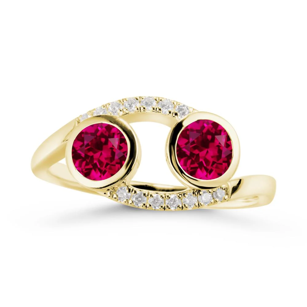 Cancer Zodiac Toi Et Moi Ruby Ring - Image 7