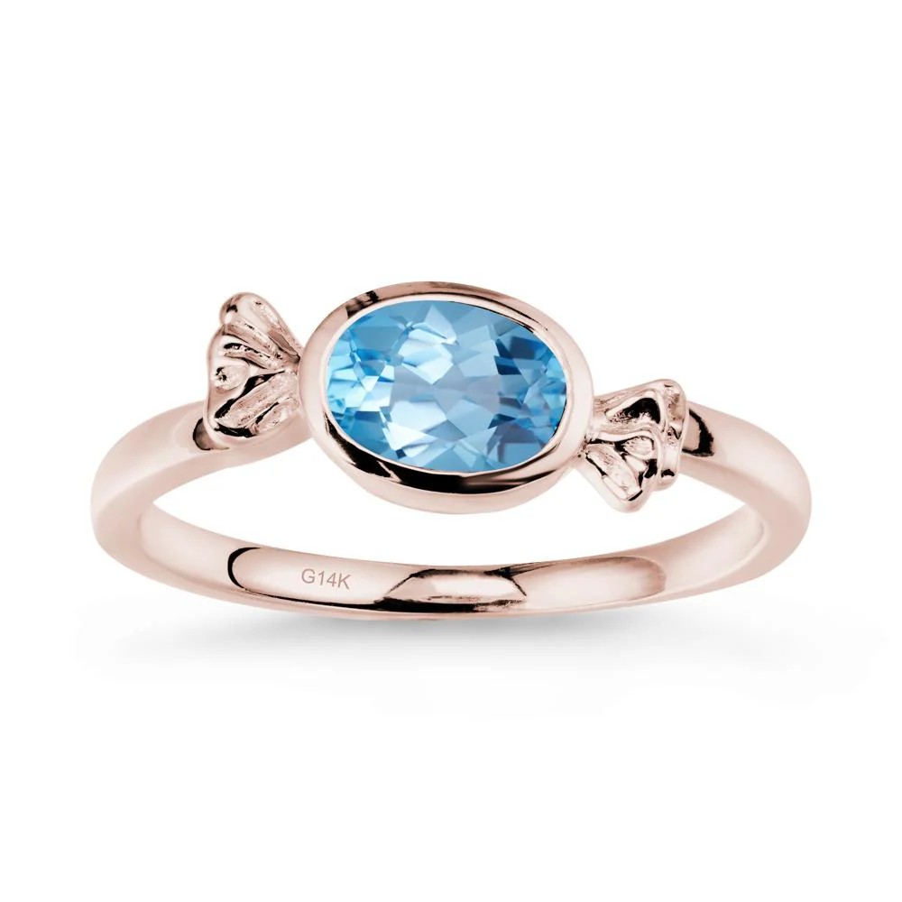 Candy Inspired Solitaire Swiss Blue Topaz Ring - Image 2