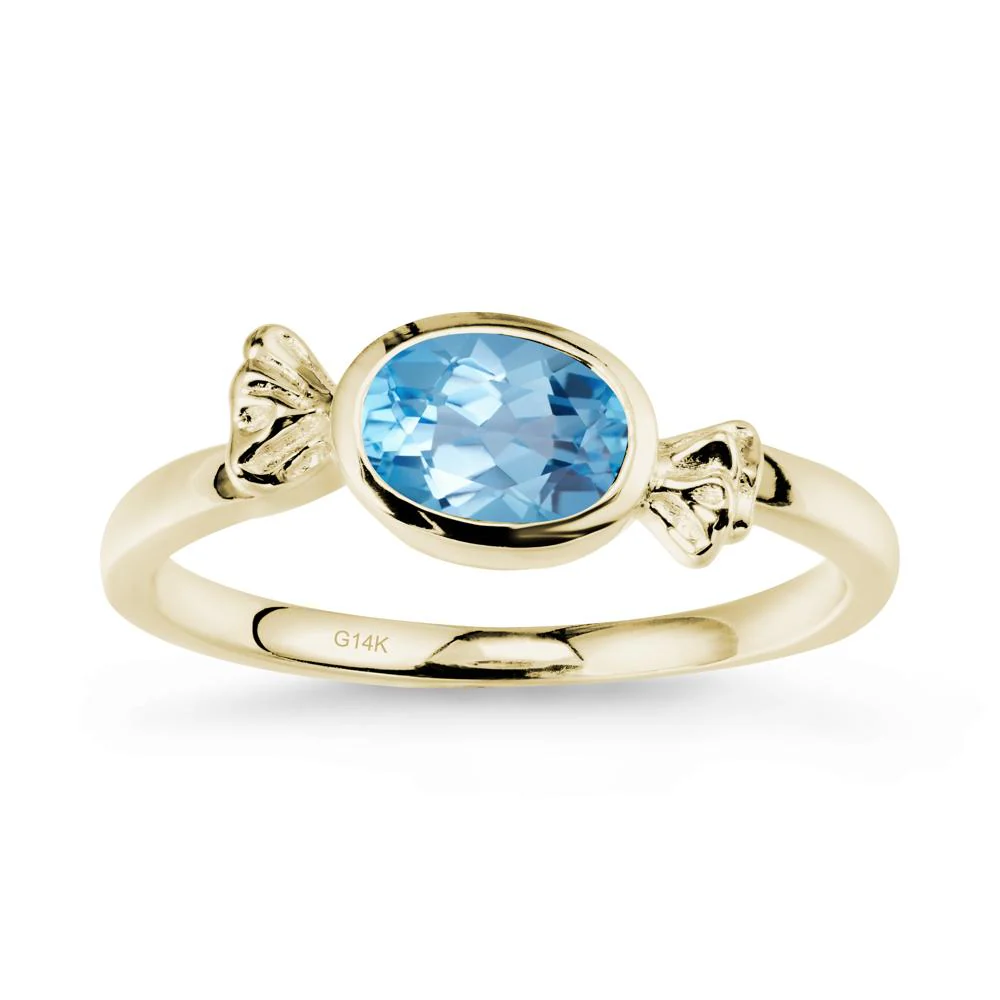 Candy Inspired Solitaire Swiss Blue Topaz Ring - Image 3