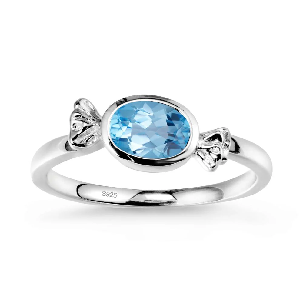 Candy Inspired Solitaire Swiss Blue Topaz Ring - Image 9