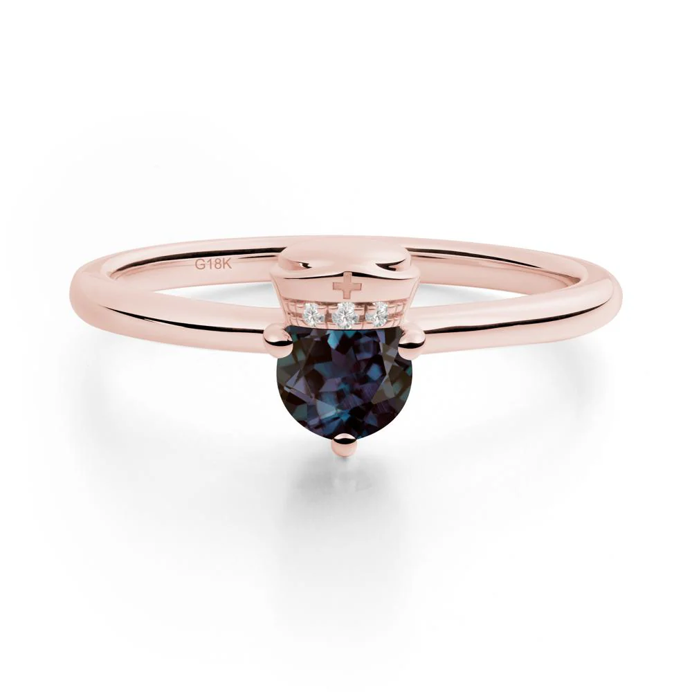 Cap Inspired Round Alexandrite Ring - Image 2