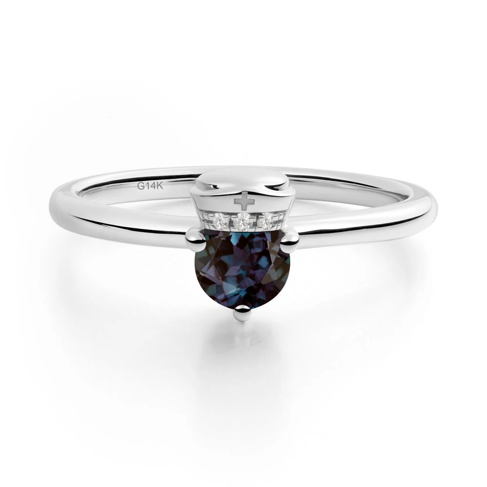 Cap Inspired Round Alexandrite Ring - Image 5