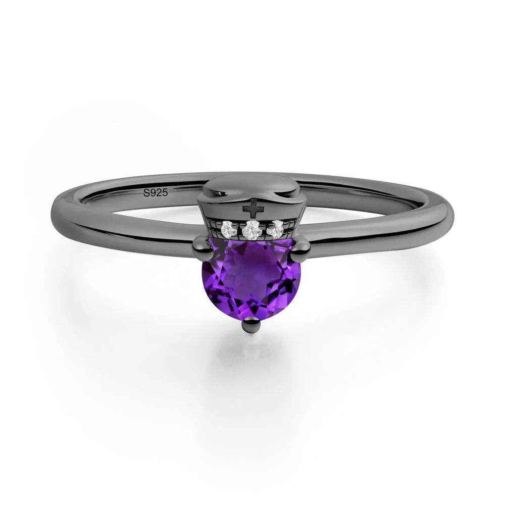 Cap Inspired Round Amethyst Ring - Image 5