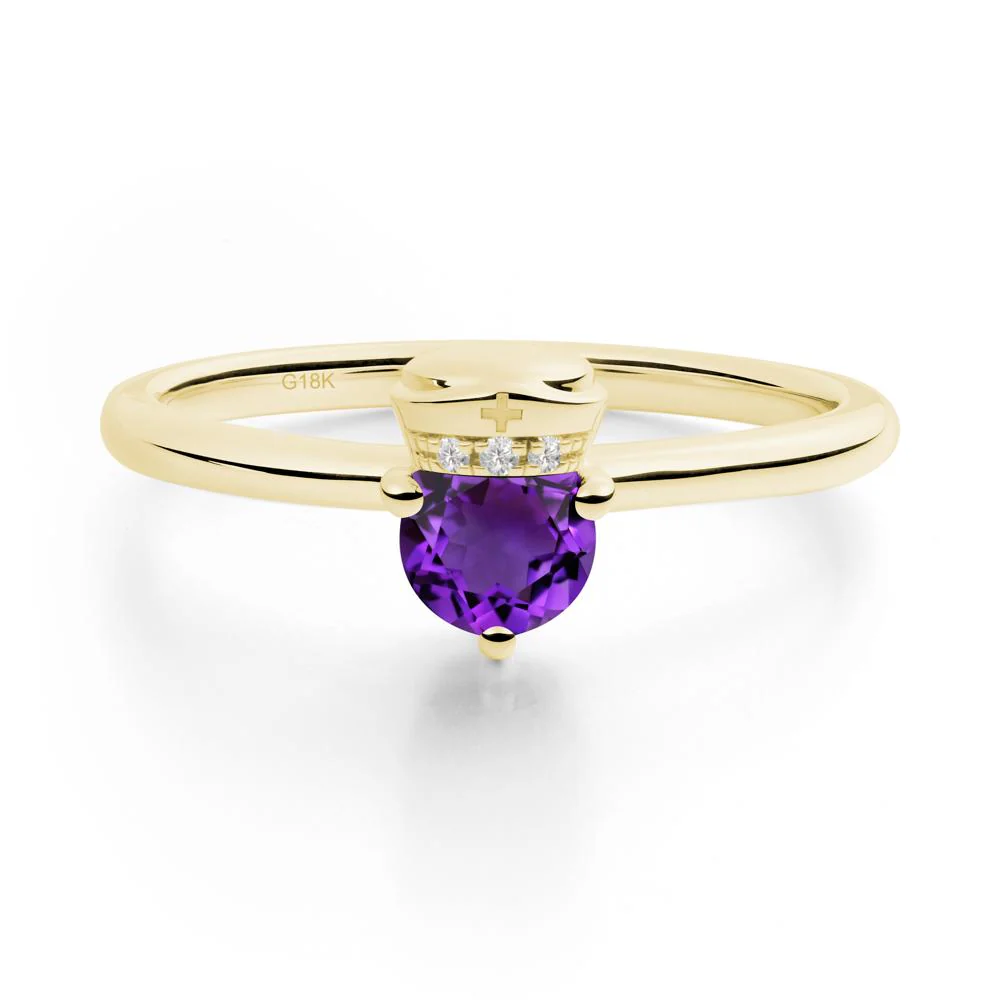 Cap Inspired Round Amethyst Ring - Image 6