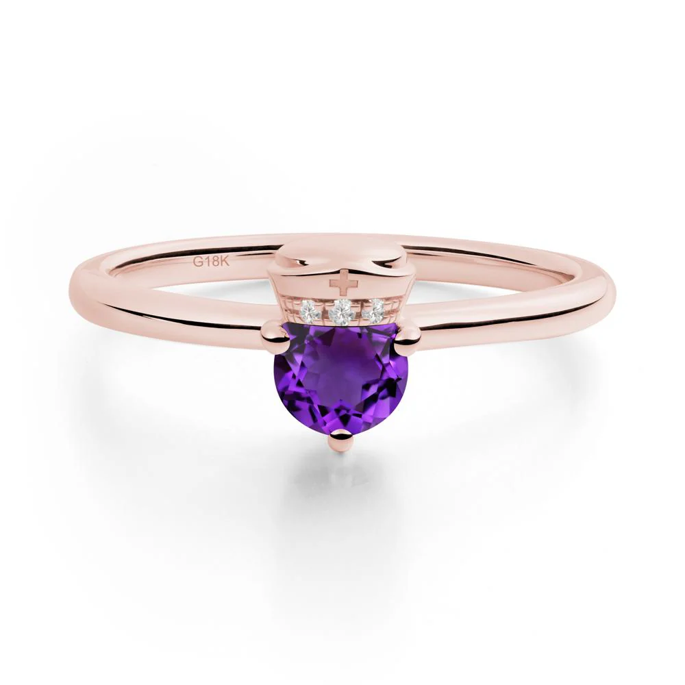 Cap Inspired Round Amethyst Ring - Image 8