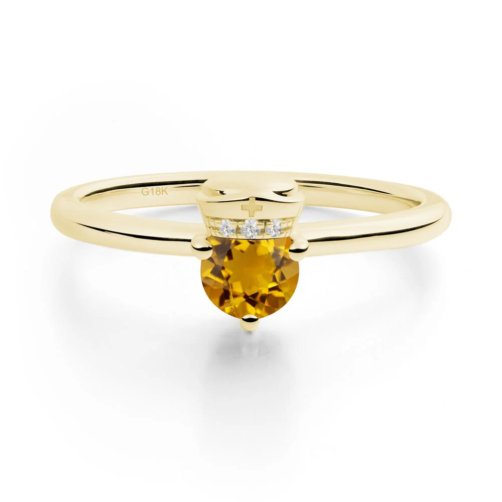 Cap Inspired Round Citrine Ring - Image 2