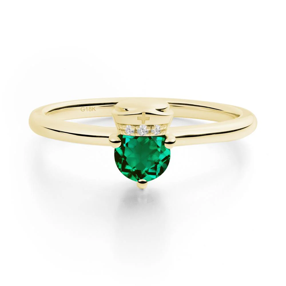 Cap Inspired Round Emerald Ring - Image 4