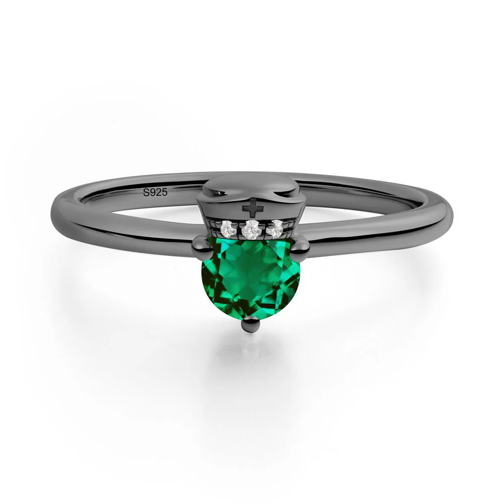 Cap Inspired Round Emerald Ring - Image 5
