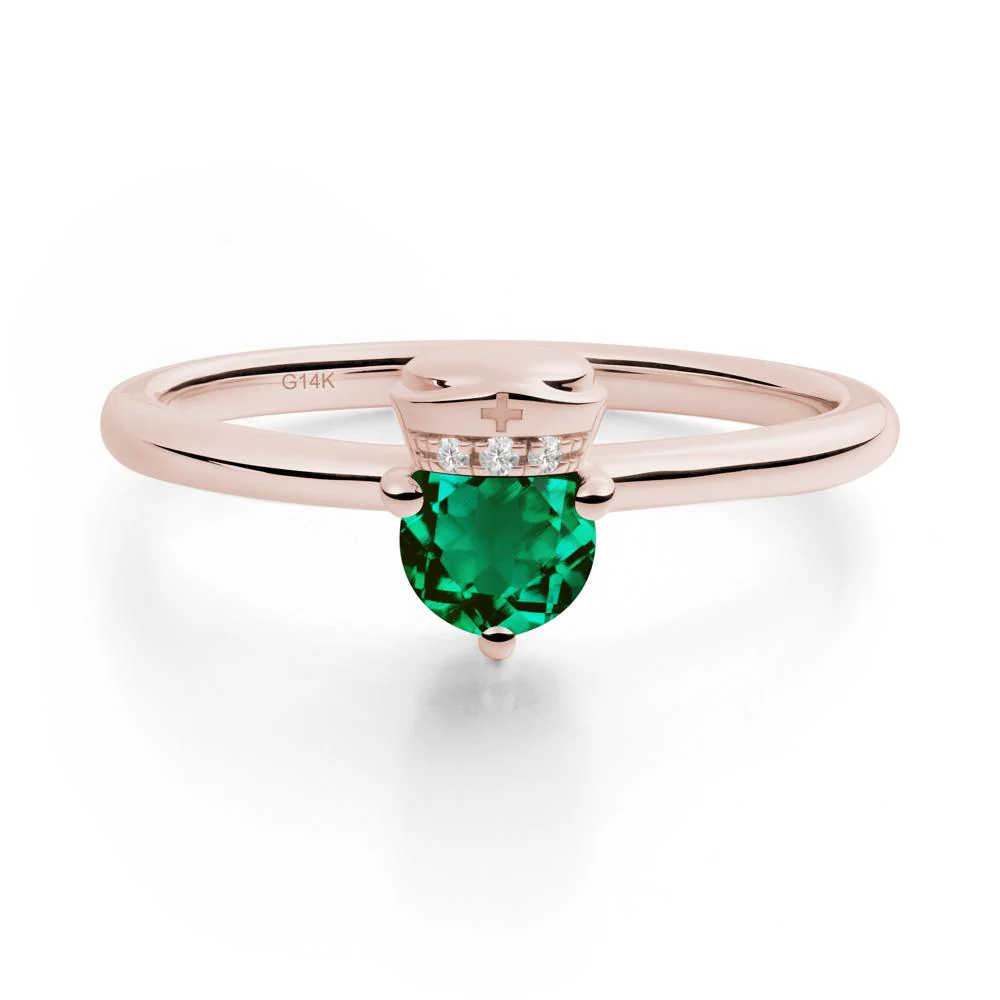 Cap Inspired Round Emerald Ring - Image 6