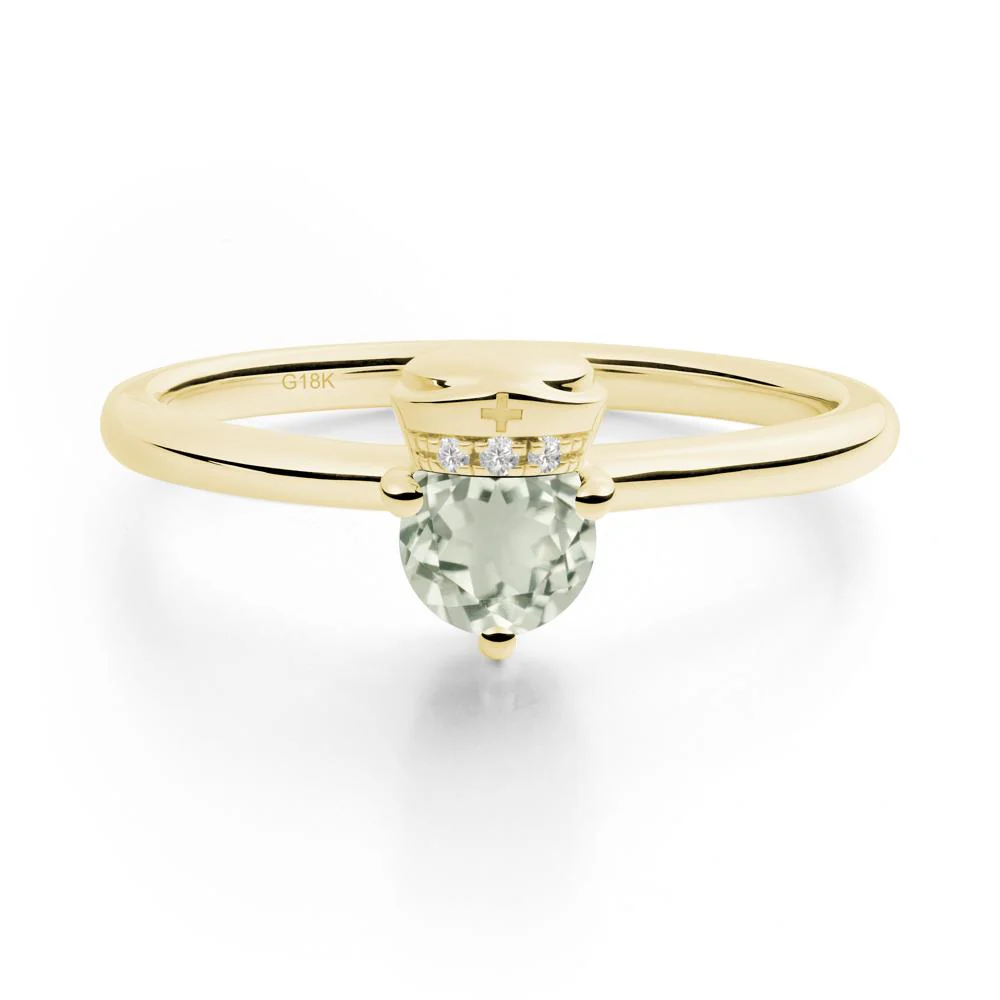 Cap Inspired Round Green Amethyst Ring - Image 2