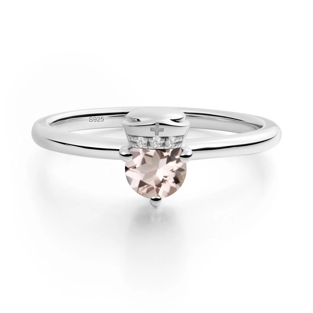 Cap Inspired Round Morganite Ring - Image 3