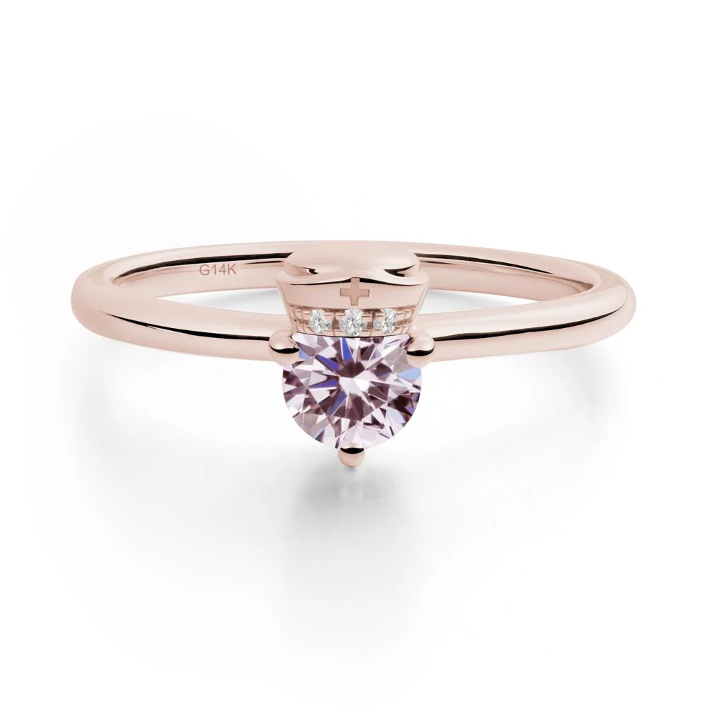 Cap Inspired Round Pink Cubic Zirconia Ring - Image 3