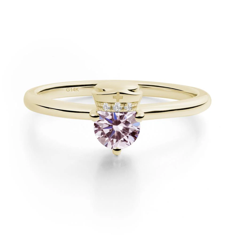 Cap Inspired Round Pink Cubic Zirconia Ring - Image 5