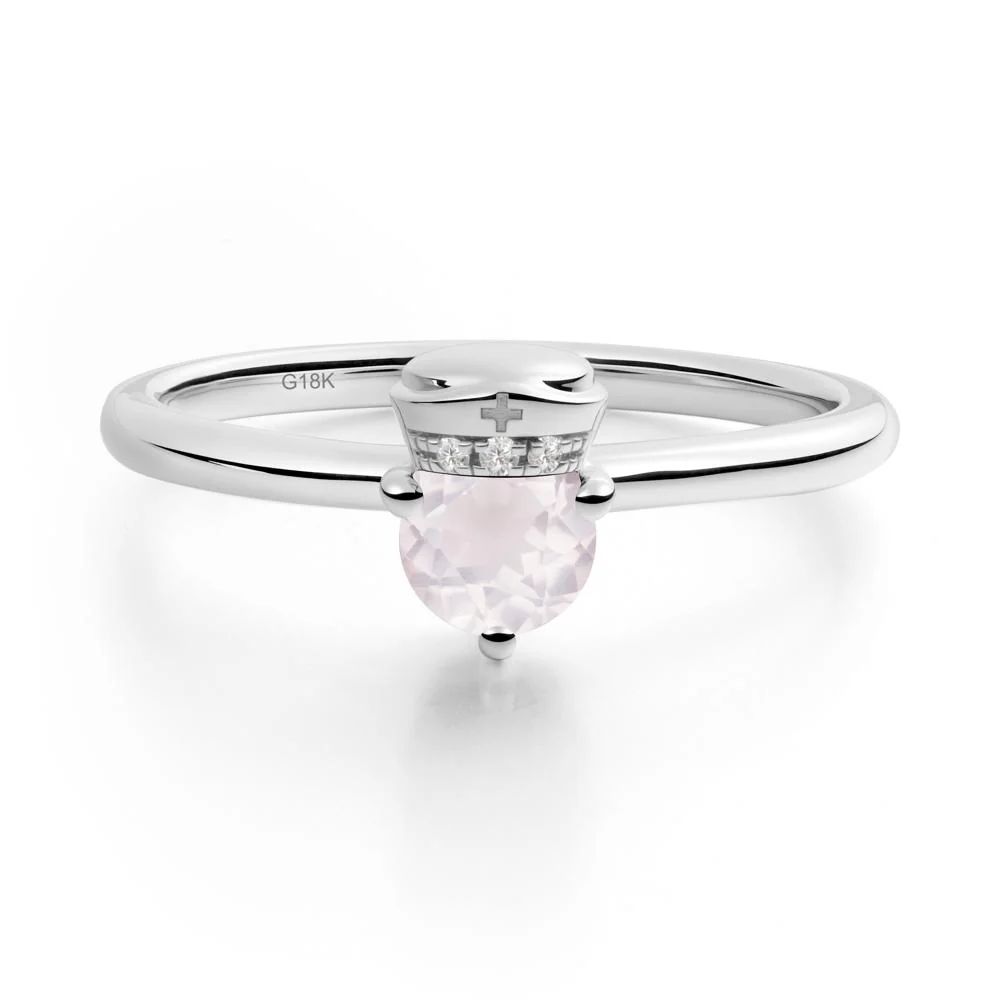 Cap Inspired Round Rose Quartz Ring - Image 5