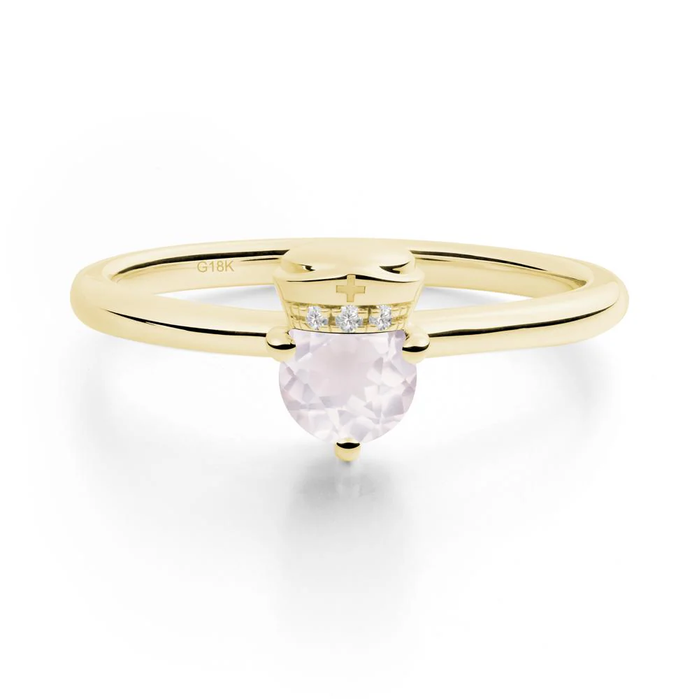 Cap Inspired Round Rose Quartz Ring - Image 7