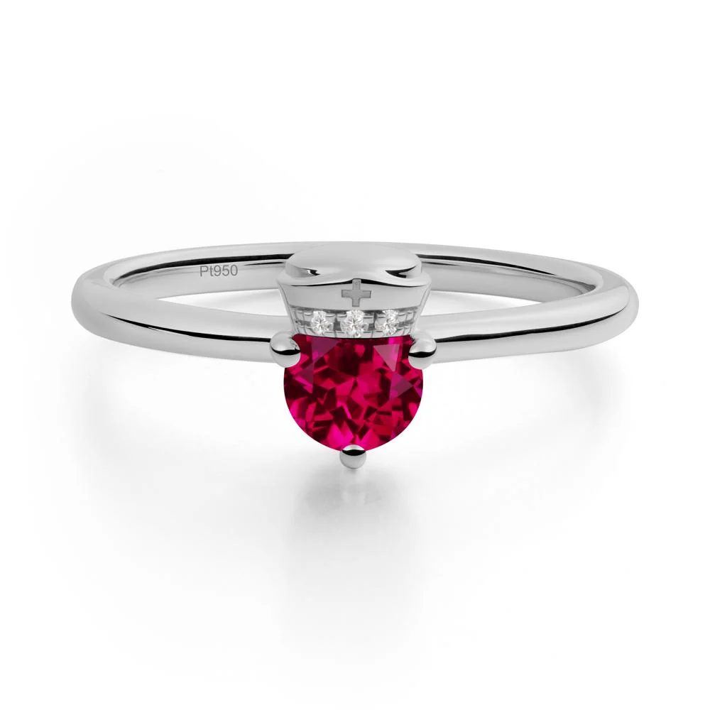 Cap Inspired Round Ruby Ring - Image 2