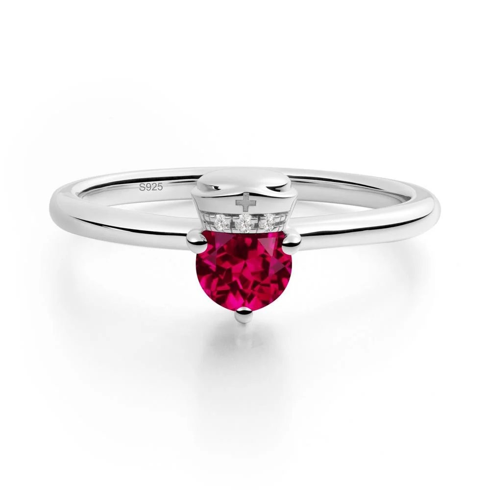 Cap Inspired Round Ruby Ring - Image 5