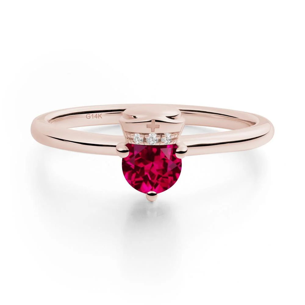 Cap Inspired Round Ruby Ring - Image 6