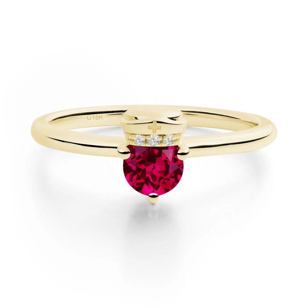 Cap Inspired Round Ruby Ring - Image 8