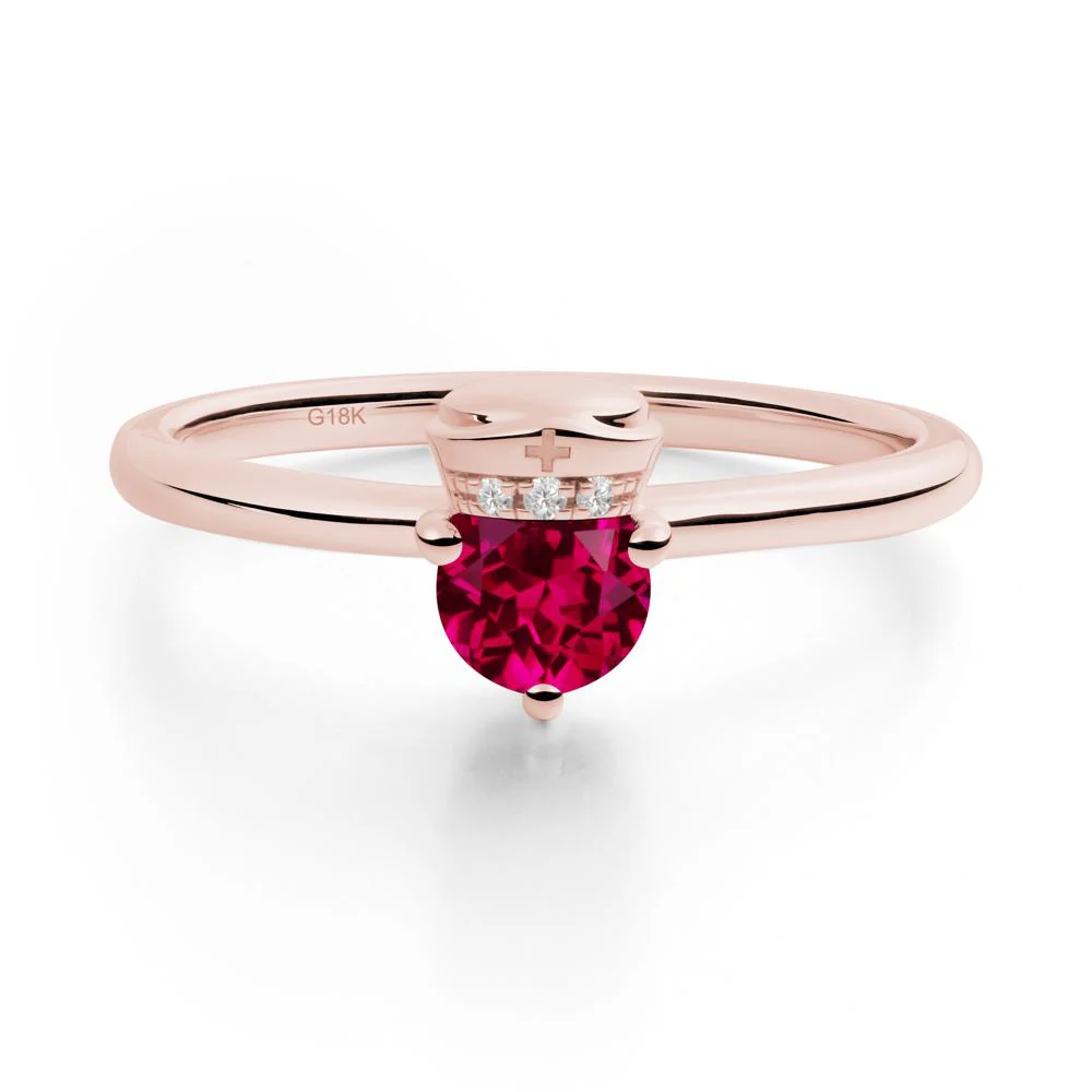 Cap Inspired Round Ruby Ring - Image 9