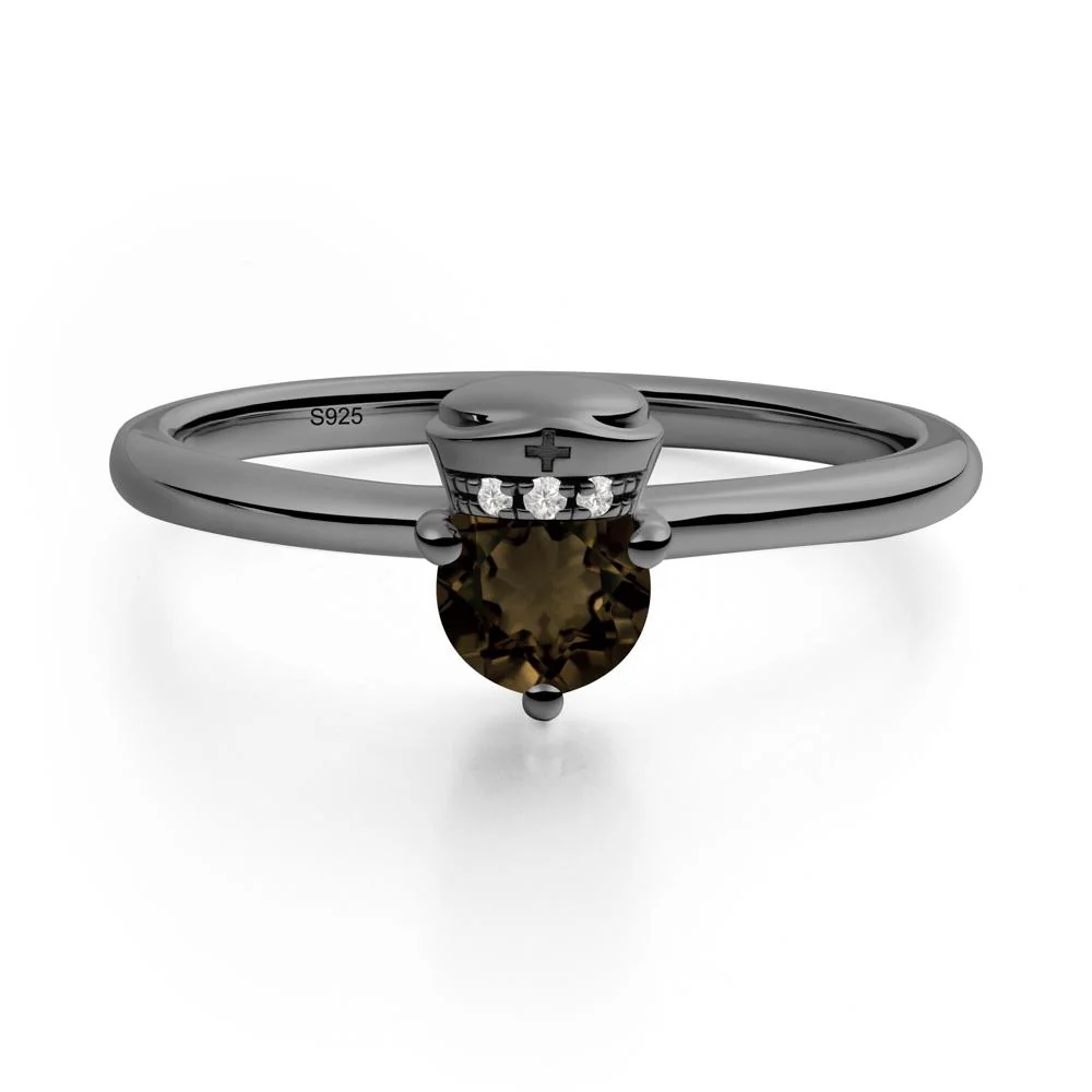Cap Inspired Round Smoky Quartz Ring