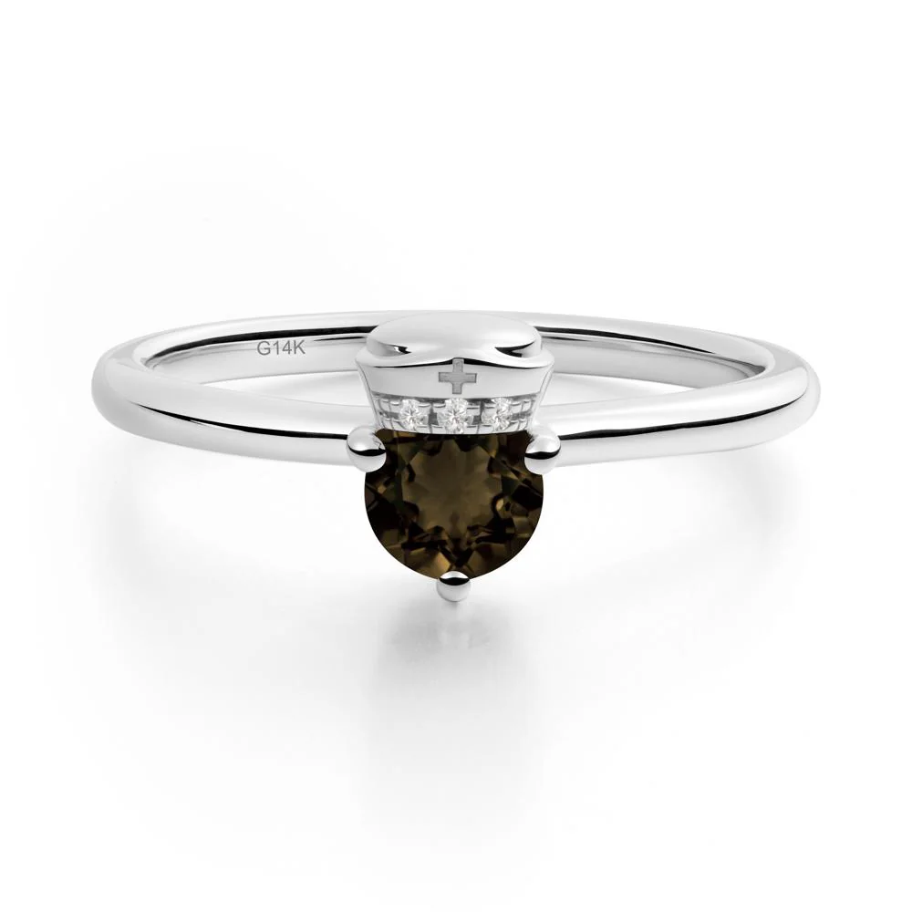 Cap Inspired Round Smoky Quartz Ring - Image 2